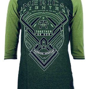 NWT Women's Green American Fighter 3/4 sleeve raglan top